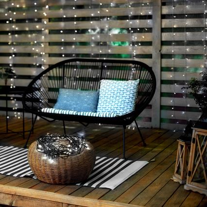 Cordão de LED para exterior, 100 LEDs, 8 modos, IP44, 13 m, branco frio
