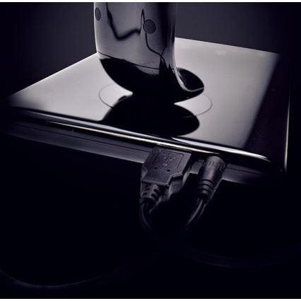 Candeeiro de mesa LED com regulação e conector USB LED/12W/230V preto