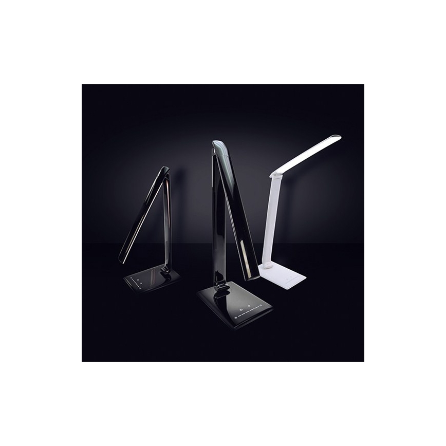 Candeeiro de mesa LED com regulação e conector USB LED/12W/230V preto