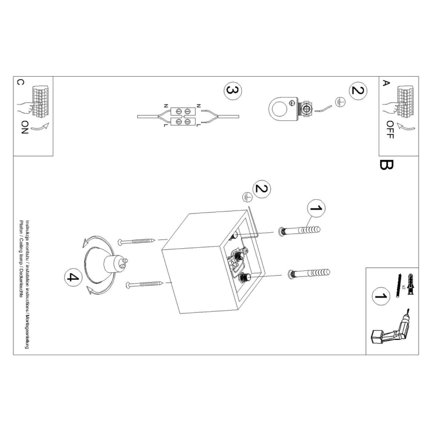 Foco QUAD 1 1xGU10/10W/230V cinzento