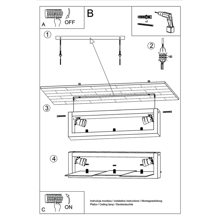 Iluminação de teto FENIKS 2 2xE27/60W/230V Bétula/faia