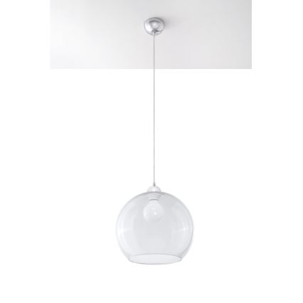 Candeeiro pendente com cabo BALL 1xE27/15W/230V diâmetro 30 cm vidro transparente/cromado brilhante