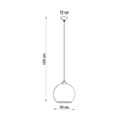 Candeeiro pendente com cabo BALL 1xE27/15W/230V diâmetro 30 cm vidro transparente/cromado brilhante