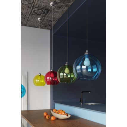Lustre em cabo BALL 1xE27/15W/230V Ø 30 cm branco/cromado brilhante