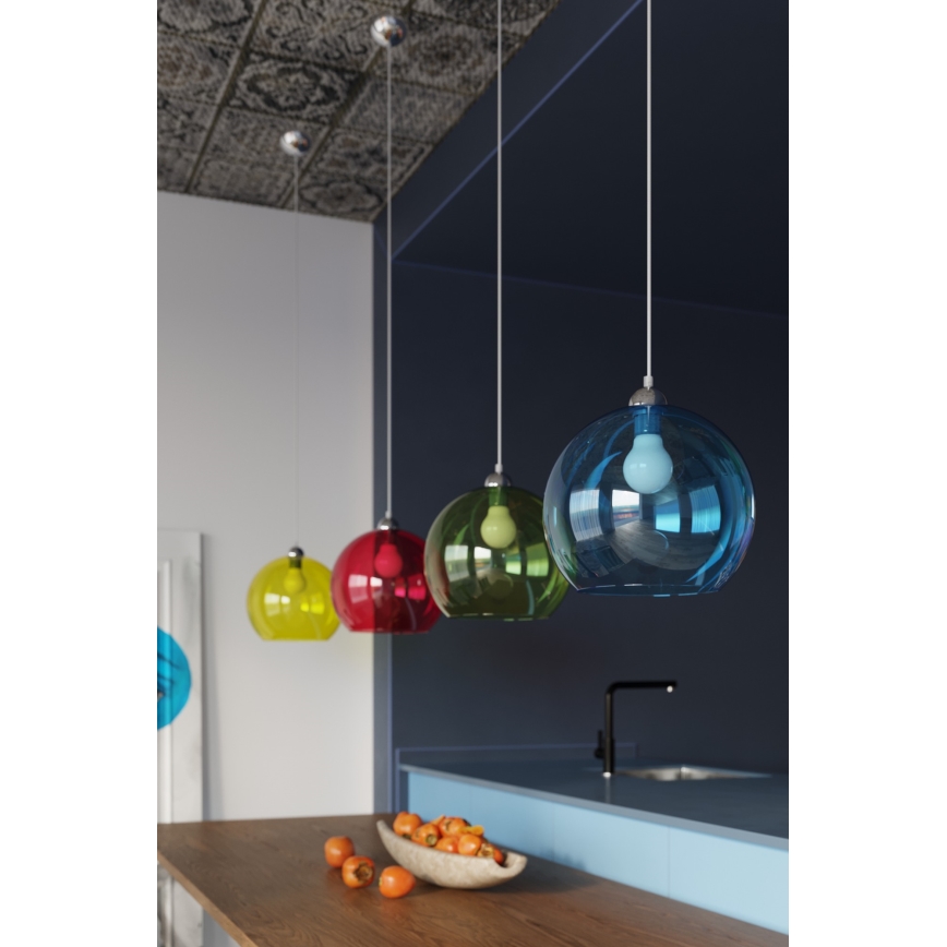 Lustre em cabo BALL 1xE27/15W/230V Ø 30 cm branco/cromado brilhante