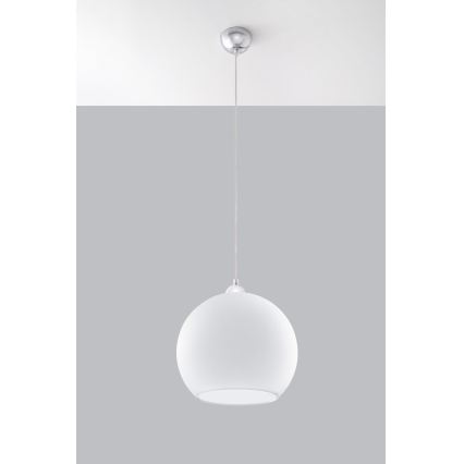 Lustre em cabo BALL 1xE27/15W/230V Ø 30 cm branco/cromado brilhante