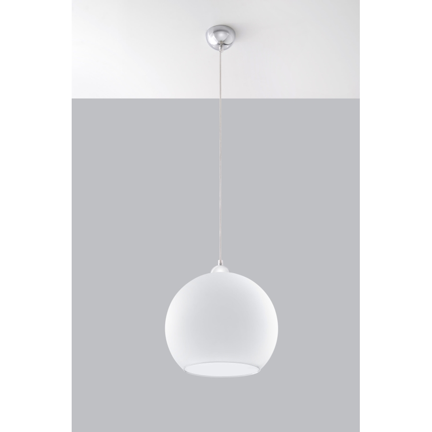 Lustre em cabo BALL 1xE27/15W/230V Ø 30 cm branco/cromado brilhante