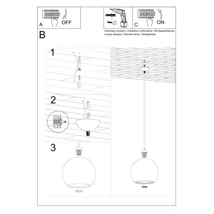 Lustre em cabo BALL 1xE27/15W/230V Ø 30 cm branco/cromado brilhante