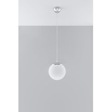 Lustre suspenso por cabo UGO 1xE27/15W/230V Ø 20 cm branco/cromado brilhante
