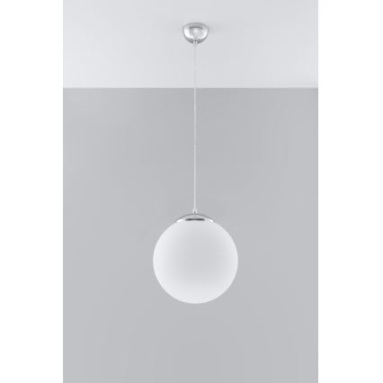 Lustre suspenso por cabo UGO 1xE27/15W/230V Ø 30 cm branco/cromado brilhante