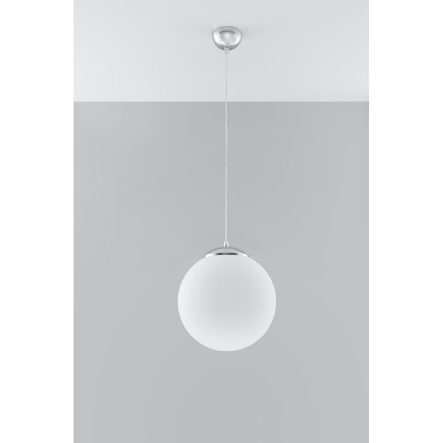 Lustre suspenso por cabo UGO 1xE27/15W/230V Ø 30 cm branco/cromado brilhante