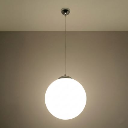 Lustre suspenso por cabo UGO 1xE27/15W/230V Ø 40 cm branco/cromado brilhante