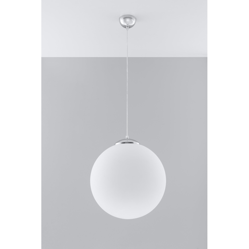 Lustre suspenso por cabo UGO 1xE27/15W/230V Ø 40 cm branco/cromado brilhante