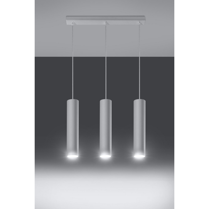 Candeeiro suspenso LAGOS 3 3xGU10/10W/230V branco