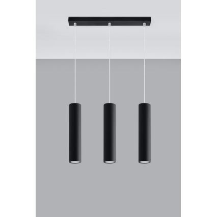 Candeeiro suspenso LAGOS 3 3xGU10/10W/230V preto