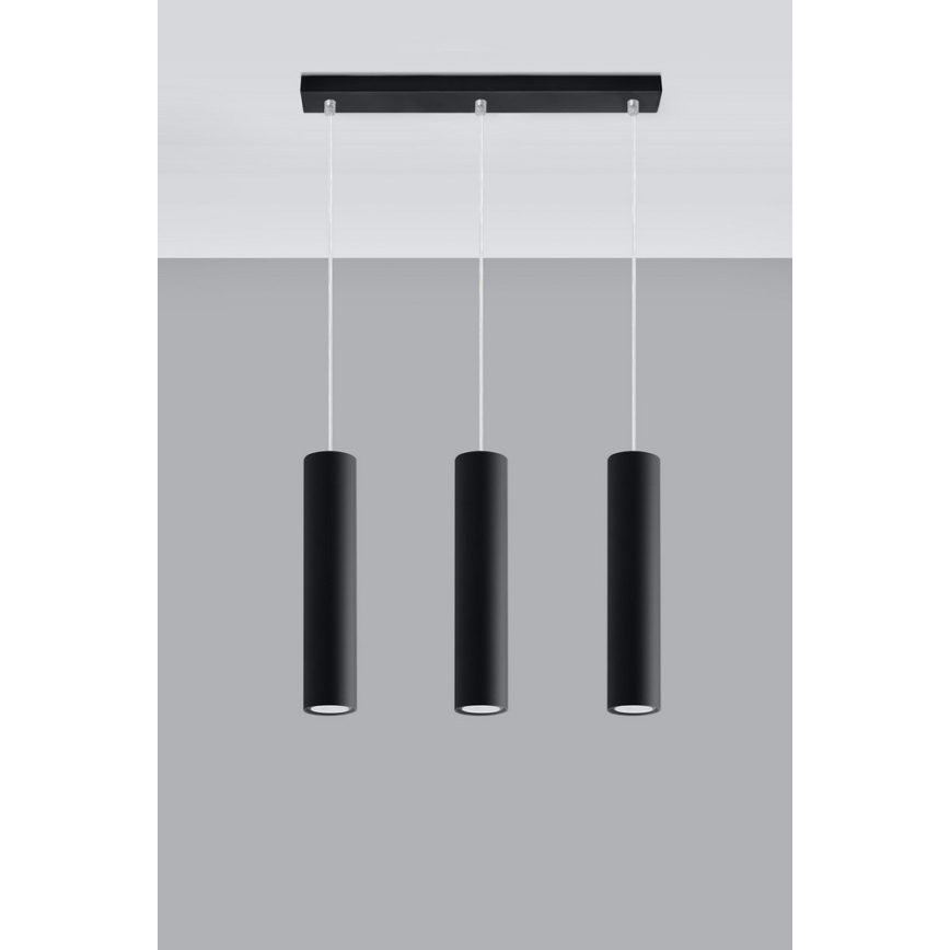 Candeeiro suspenso LAGOS 3 3xGU10/10W/230V preto