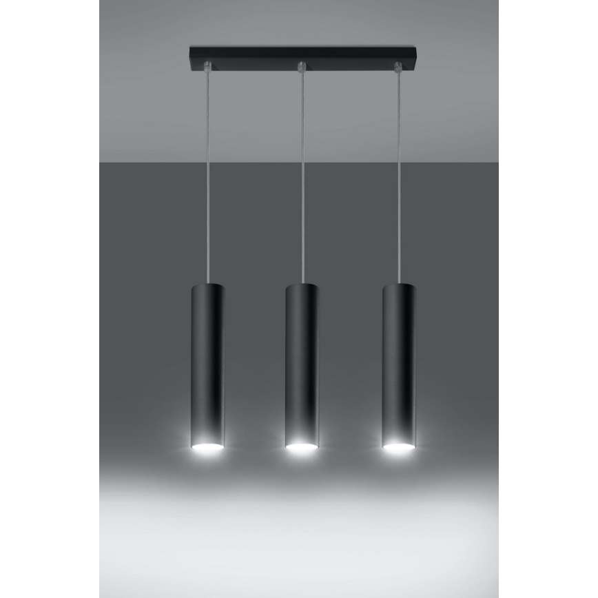 Candeeiro suspenso LAGOS 3 3xGU10/10W/230V preto
