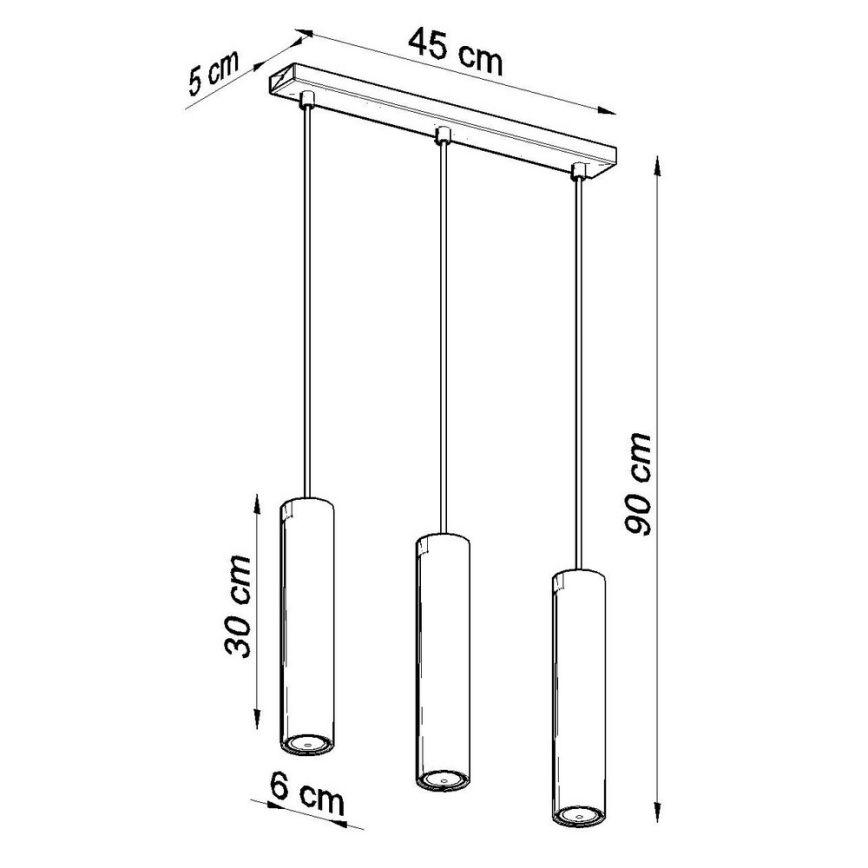 Candeeiro suspenso LAGOS 3 3xGU10/10W/230V preto