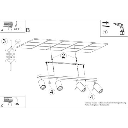 Foco RING 4L 4xGU10/10W/230V branco