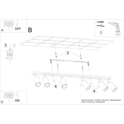 Foco RING 6L 6xGU10/10W/230V branco