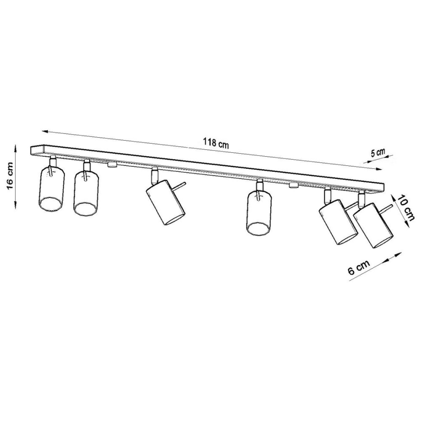 Foco RING 6L 6xGU10/10W/230V preto