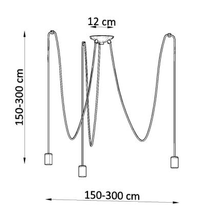 Candeeiro suspenso EDISON 3 3xE27/60W/230V aranha preto