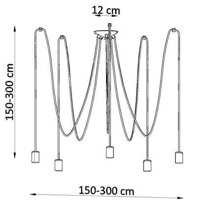 Candeeiro suspenso EDISON 5 5xE27/60W/230V aranha preto