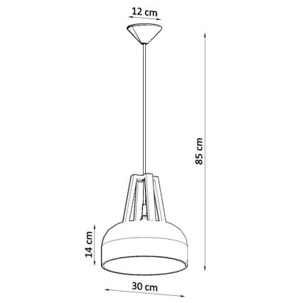 Candeeiro suspenso CASCO 1xE27/60W/230V diâmetro 30 cm Bétula/faia