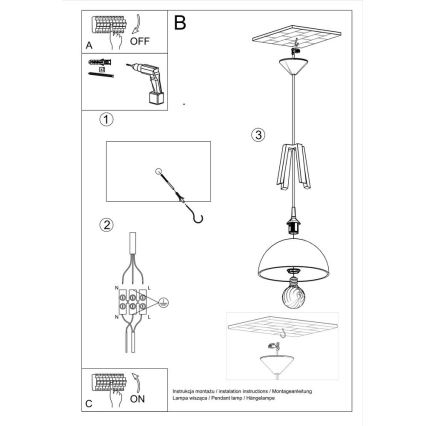 Candeeiro suspenso CASCO 1xE27/60W/230V diâmetro 30 cm Bétula