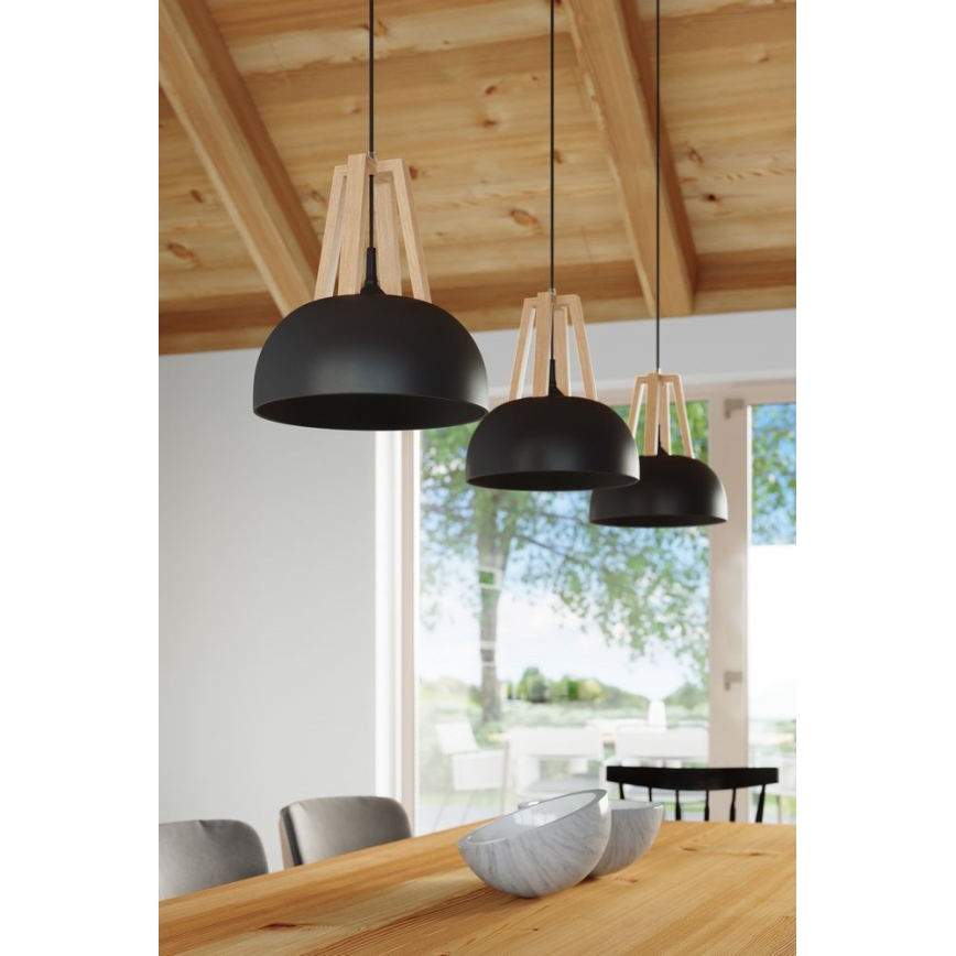 Candeeiro suspenso CASCO 1xE27/60W/230V diâmetro 30 cm Bétula