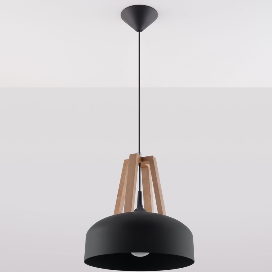 Candeeiro suspenso CASCO 1xE27/60W/230V diâmetro 30 cm Bétula