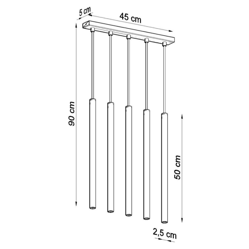 Candelabro suspenso PASTELO 5xG9/8W/230V preto
