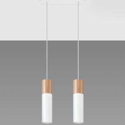 Candelabro suspenso PABLO 2xGU10/40W/230V branco/faia