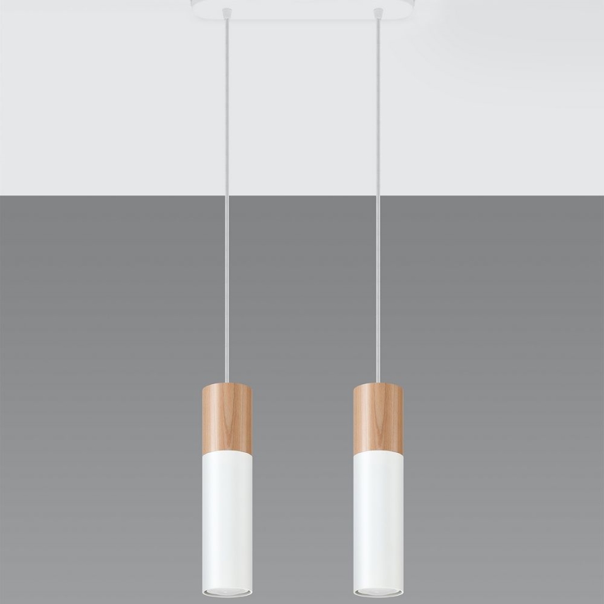 Candelabro suspenso PABLO 2xGU10/40W/230V branco/faia