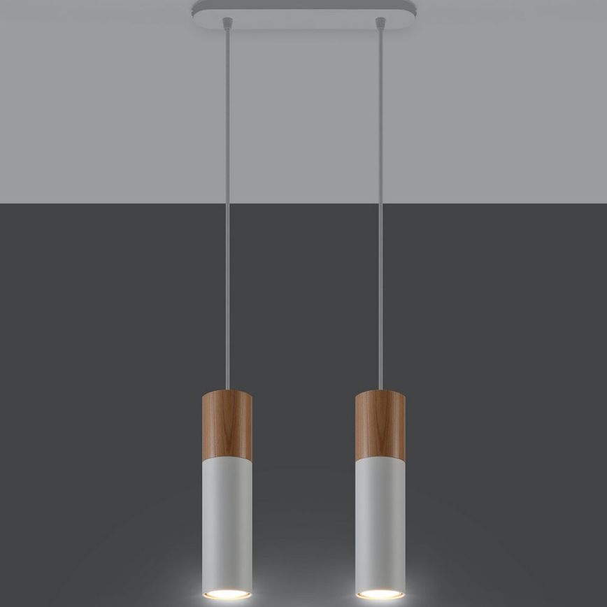 Candelabro suspenso PABLO 2xGU10/40W/230V branco/faia