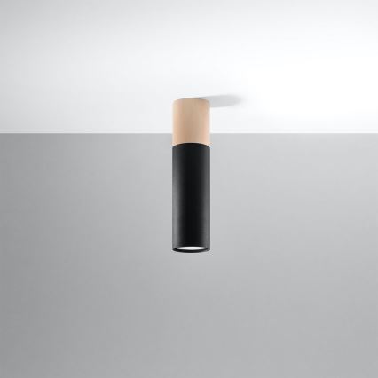 Iluminação de teto PABLO 1xGU10/40W/230V preto/faia