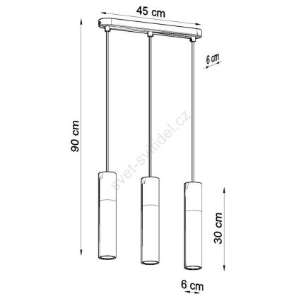 Candelabro suspenso BORGIO 3xGU10/40W/230V betão/metal branco