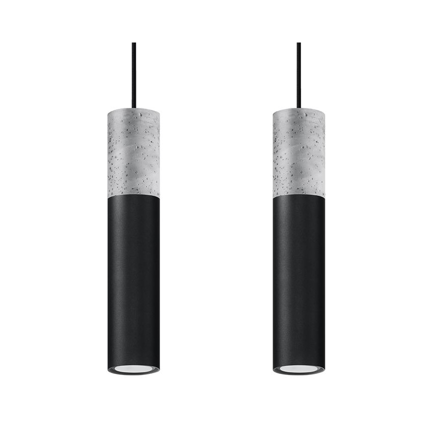 Candelabro suspenso BORGIO 2xGU10/40W/230V betão/metal preto