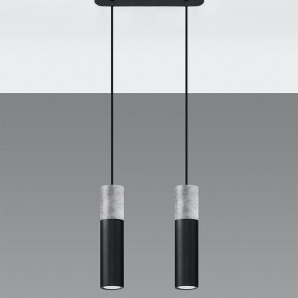 Candelabro suspenso BORGIO 2xGU10/40W/230V betão/metal preto