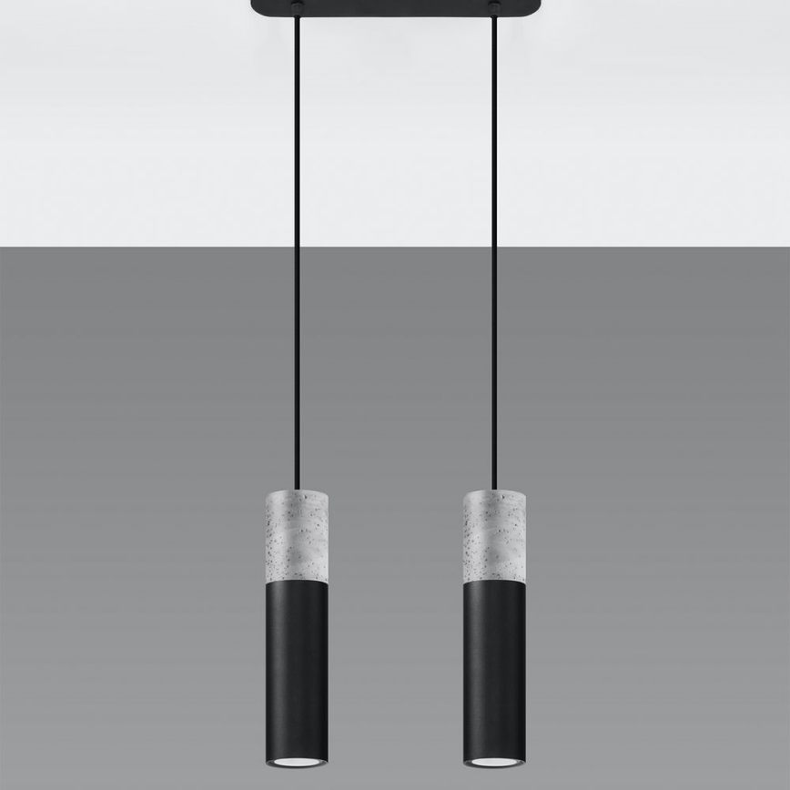 Candelabro suspenso BORGIO 2xGU10/40W/230V betão/metal preto