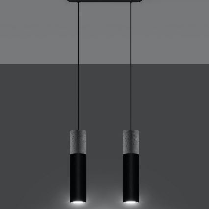 Candelabro suspenso BORGIO 2xGU10/40W/230V betão/metal preto