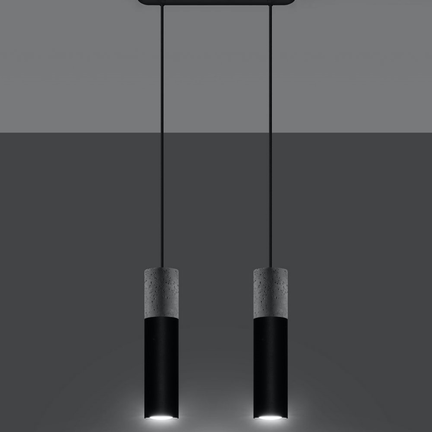 Candelabro suspenso BORGIO 2xGU10/40W/230V betão/metal preto