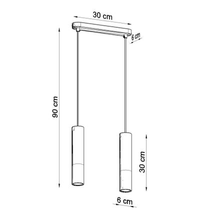 Candelabro suspenso BORGIO 2xGU10/40W/230V betão/metal preto