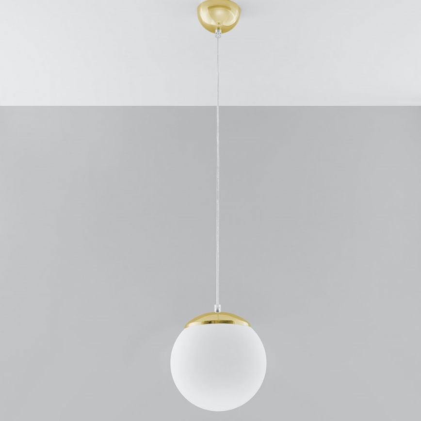 Pendente com cabo TOYA 1xE27/60W/230V, diâmetro 20 cm, branco/dourado