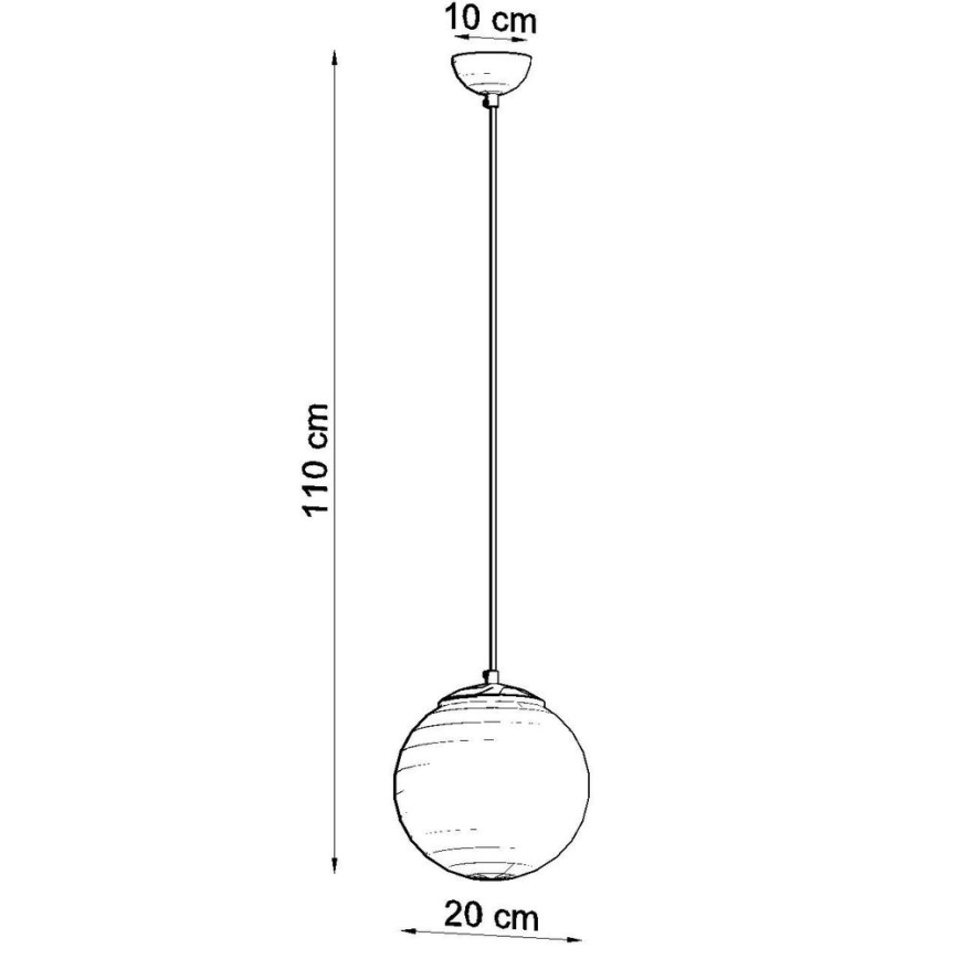 Pendente com cabo TOYA 1xE27/60W/230V, diâmetro 20 cm, branco/dourado