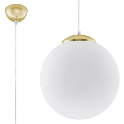 Lustre pendente com cabo TOYA 1xE27/60W/230V, Ø 30 cm, branco/dourado