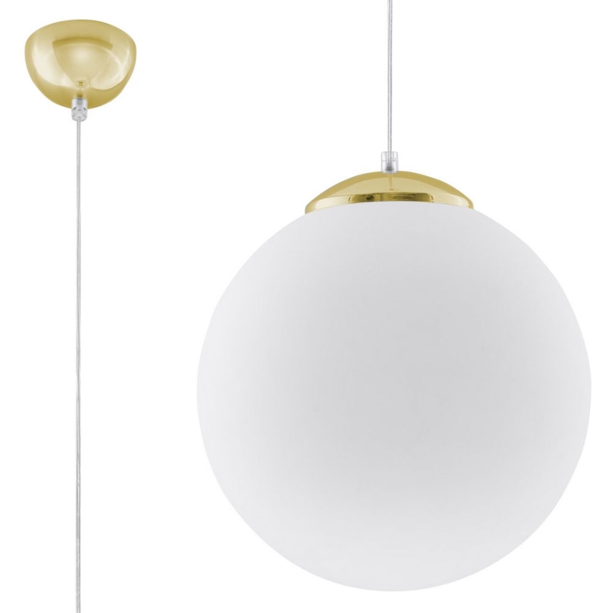 Lustre pendente com cabo TOYA 1xE27/60W/230V, Ø 30 cm, branco/dourado