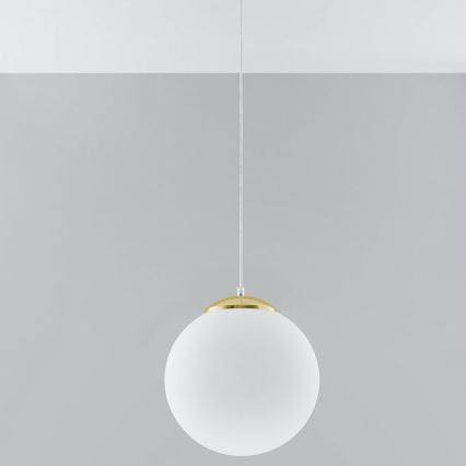 Lustre pendente com cabo TOYA 1xE27/60W/230V, Ø 30 cm, branco/dourado