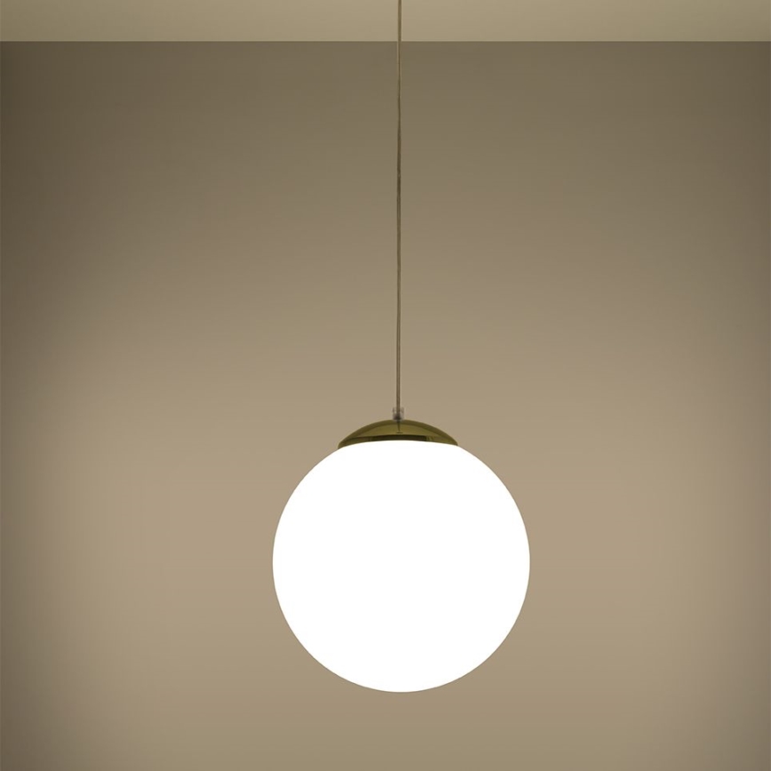 Lustre pendente com cabo TOYA 1xE27/60W/230V, Ø 30 cm, branco/dourado
