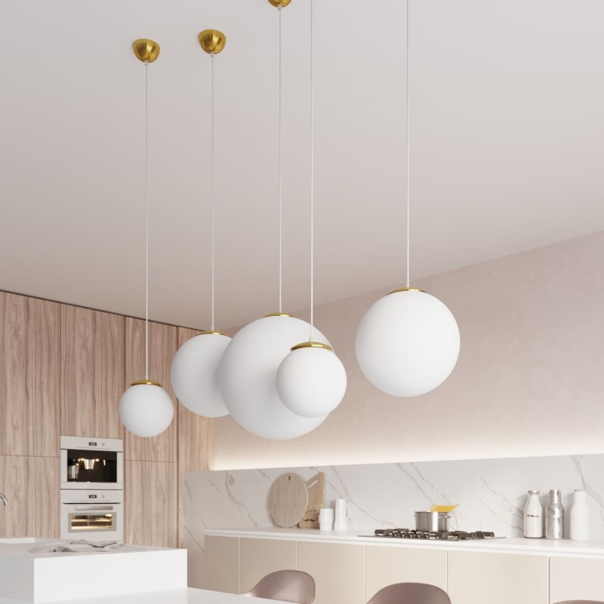 Lustre suspenso com cabo TOYA 1xE27/60W/230V Ø 40 cm branco/dourado